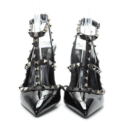 Valentino Garavani Patent Rockstud Ankle Strap Pumps 37 Black 2 of 11