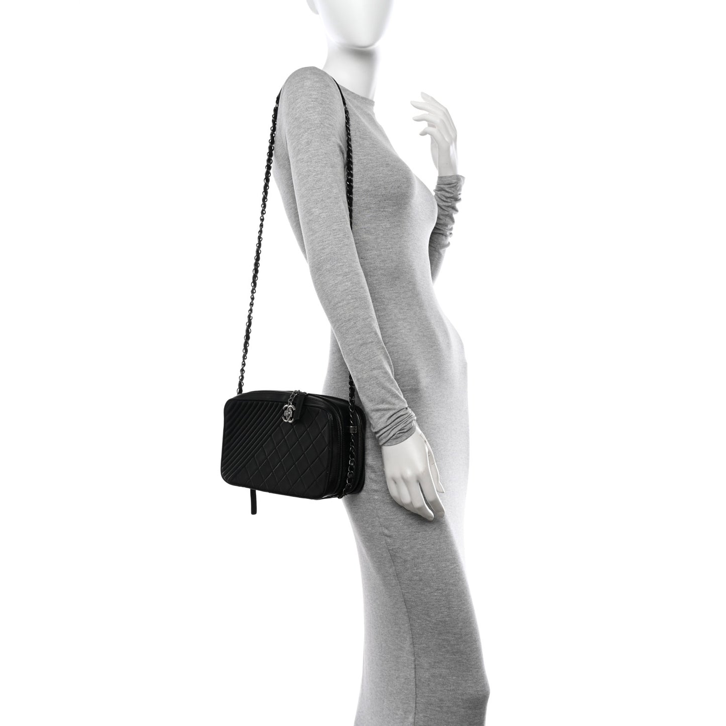 Lambskin Quilted Large Coco Boy Camera Bag Black