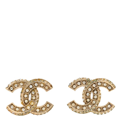 Chanel Crystal Timeless CC Earrings Light Gold 1 of 4