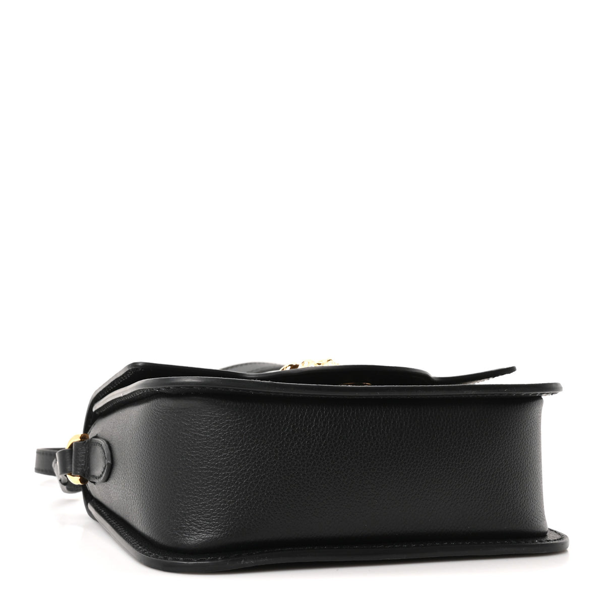 Grained Calfskin La Medusa Flap Shoulder Bag  Black