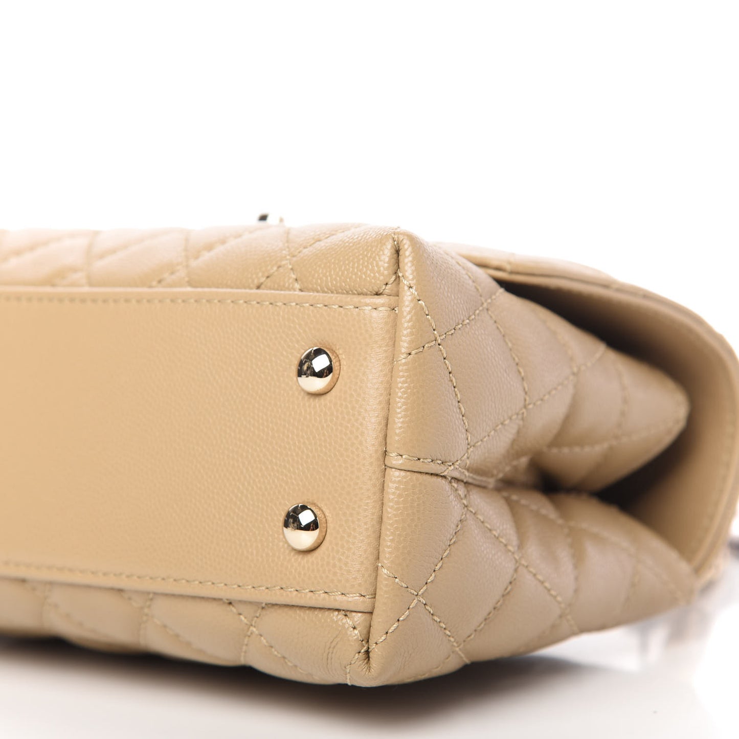 Caviar Lizard Embossed Quilted Mini Coco Handle Flap Dark Beige