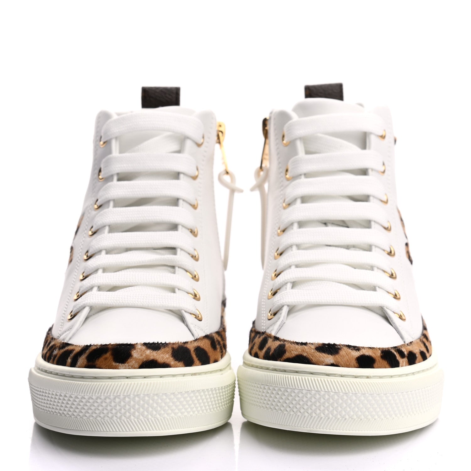 Louis Vuitton Pony Hair Leopard Calfskin Monogram Giant Stellar Sneaker Boots 35 White 2 of 8