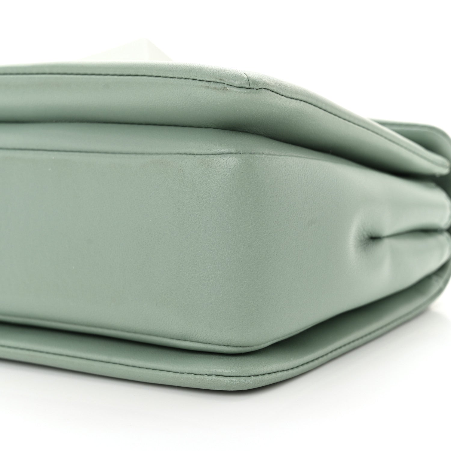 Valentino Garavani Nappa Lacquer Monochrome One Stud Chain Clutch Morning Dew 10 of 12