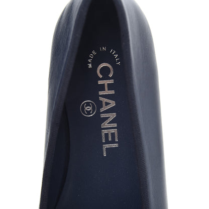 Chanel Lambskin CC Cap Toe Ballerina Flats 36 Navy 6 of 10