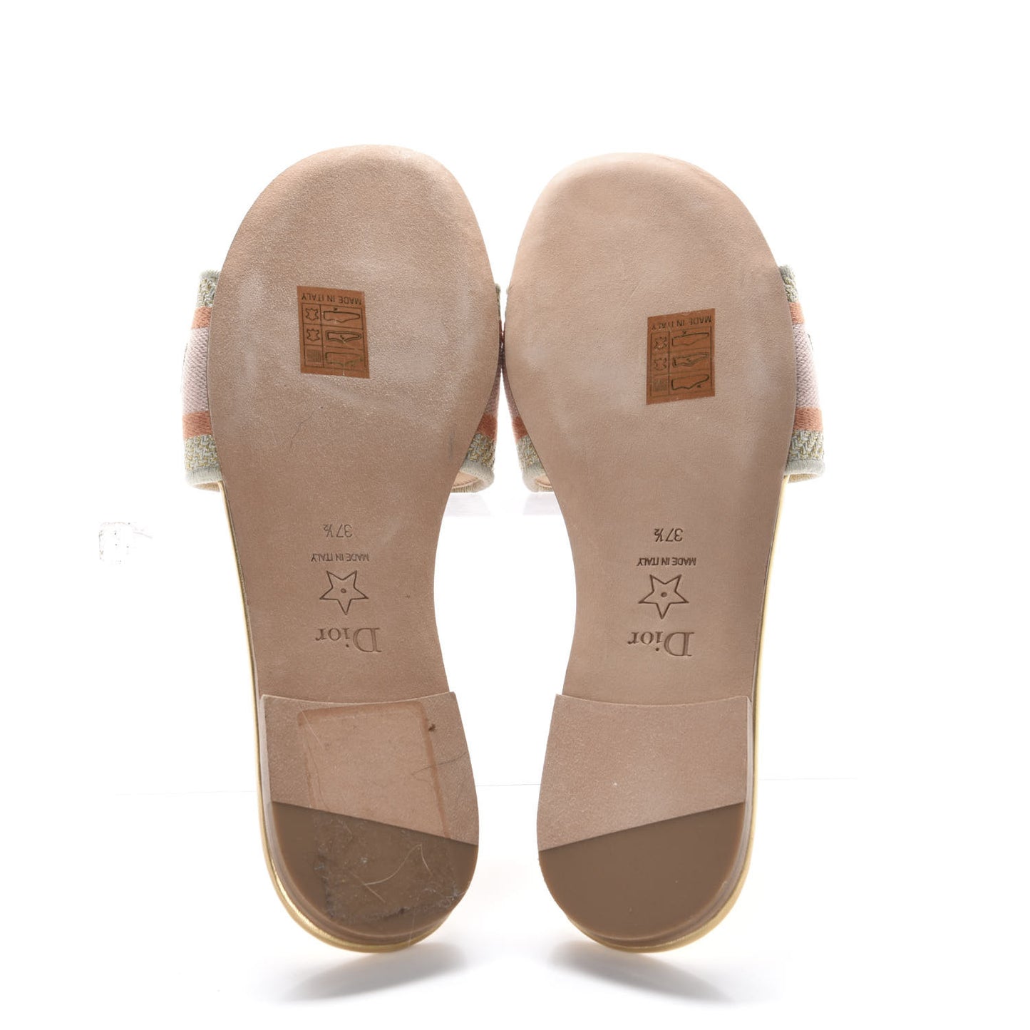 Cotton Embroidered Dway Mules Slide Sandals 37.5 Platinum