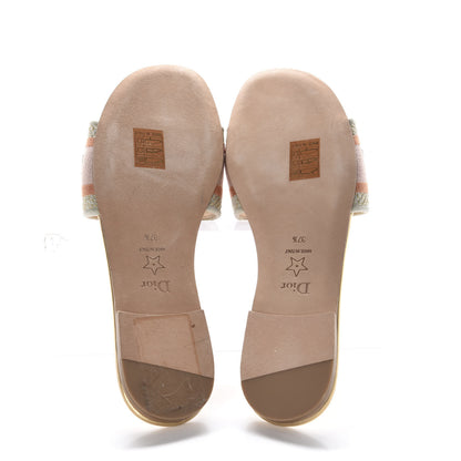 Christian Dior Cotton Embroidered Dway Mules Slide Sandals 37.5 Platinum 8 of 9