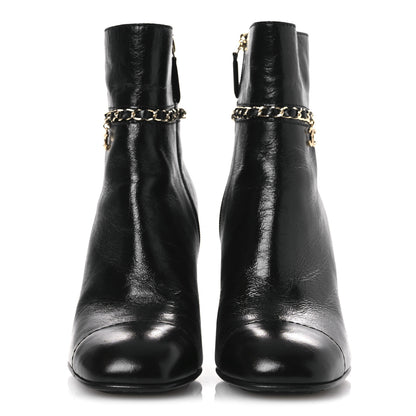 Chanel Crumpled Calfskin Cap Toe Chain Short Boots 35 Black 39.5 Black 3 of 11