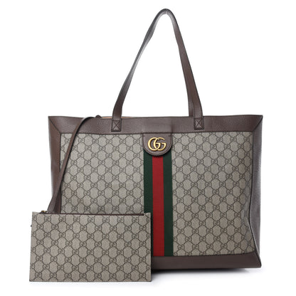 Gucci GG Supreme Monogram Web Ophidia Tote Brown 1 of 10