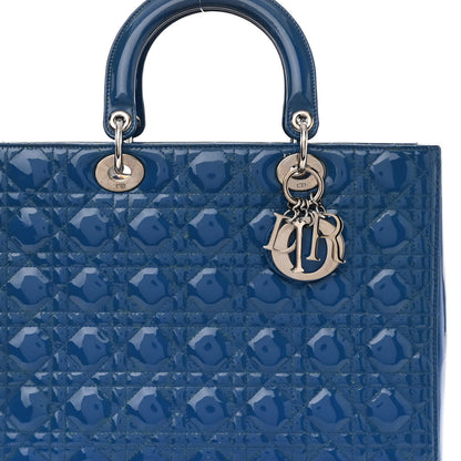 Christian Dior Patent Cannage Large Lady Dior Blue 7 of 9