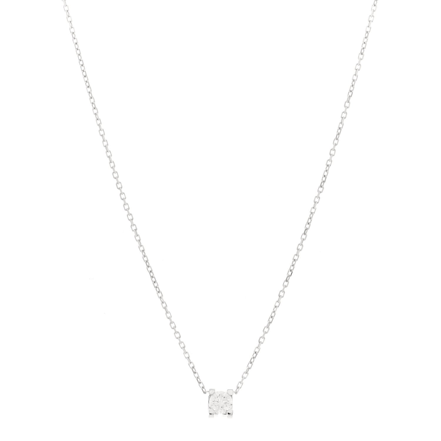 Cartier 18K White Gold Diamond .56ct C De Cartier Pendant Necklace 1 of 4