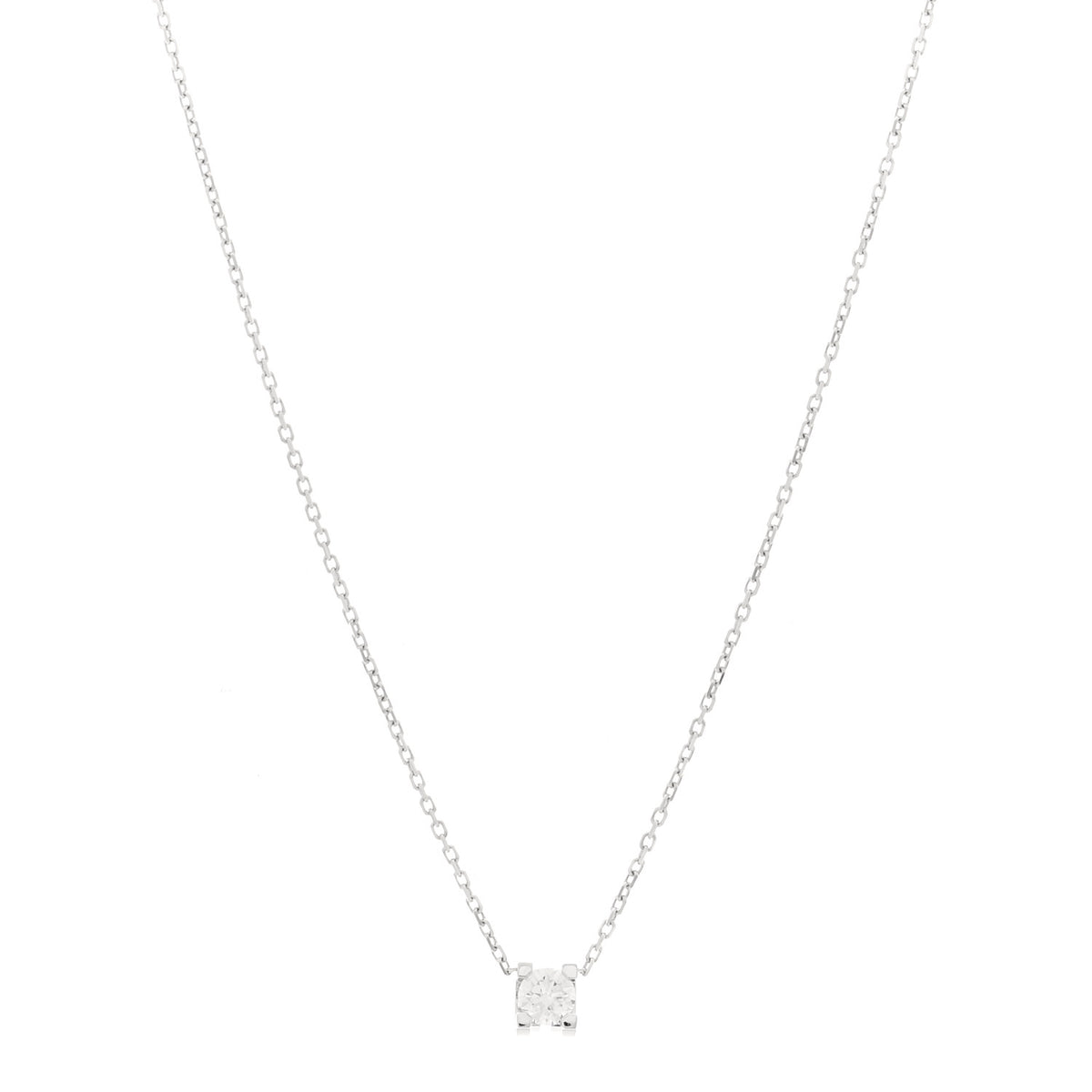 18K White Gold Diamond .23ct C De Cartier Pendant Necklace