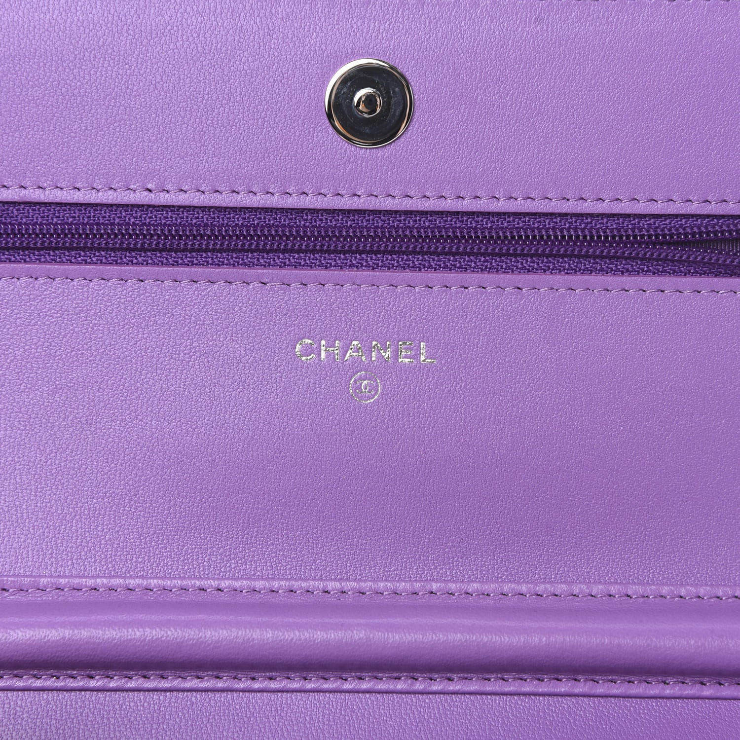 Chanel Lambskin Quilted Wallet On Chain WOC Purple 6 of 12