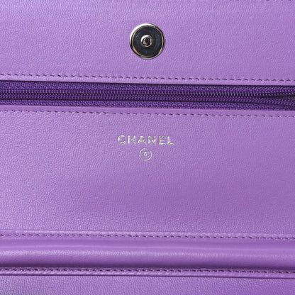 Chanel Lambskin Quilted Wallet On Chain WOC Purple 6 of 12