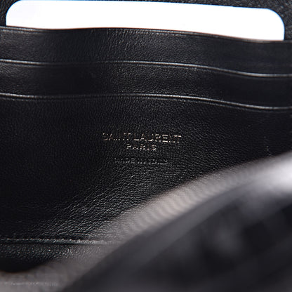 Saint Laurent Calfskin Crocodile Embossed Monogram Mini Lou Camera Bag Black 6 of 9