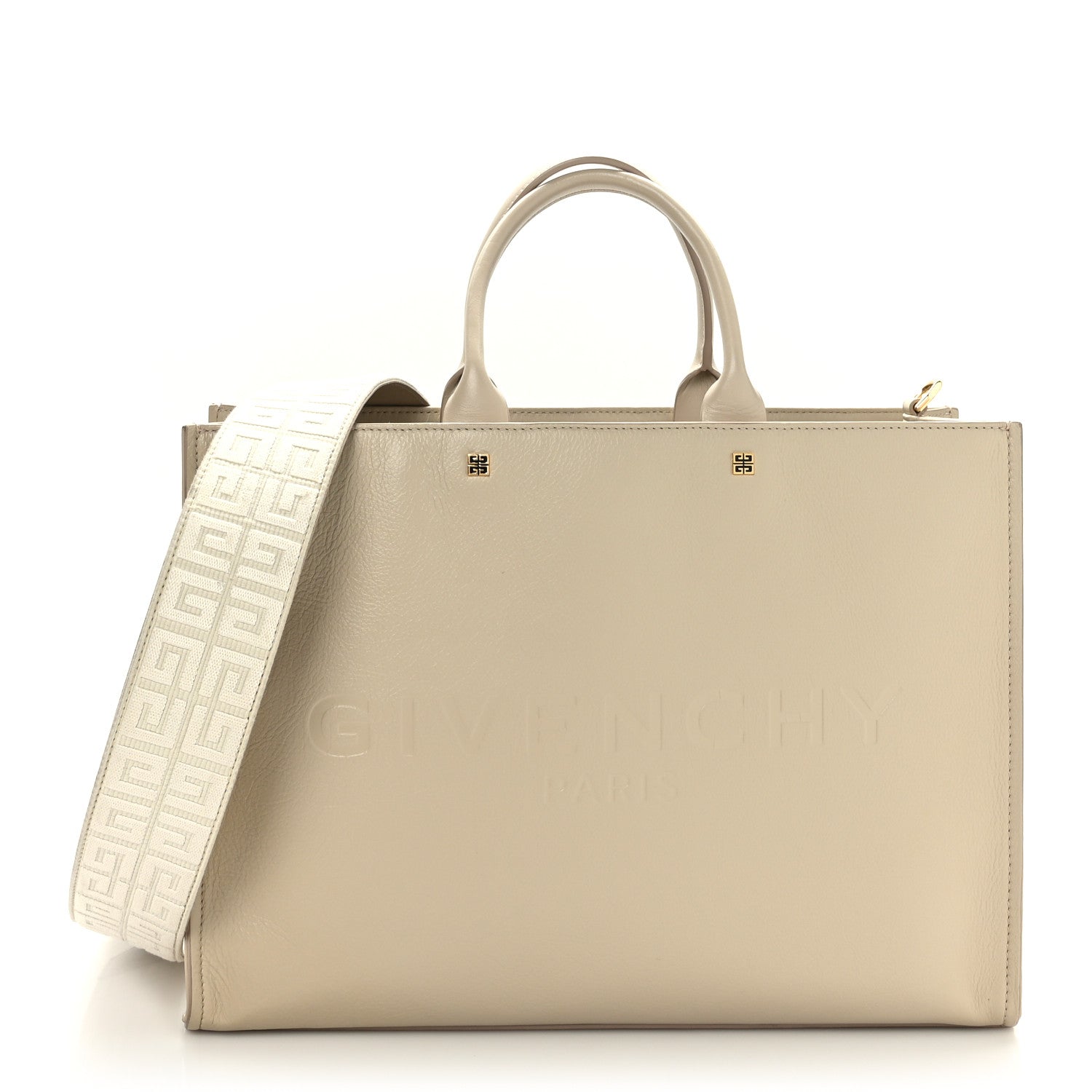 Givenchy Tumbled Calfskin Logo Embossed Medium G-Tote Beige 1 of 11