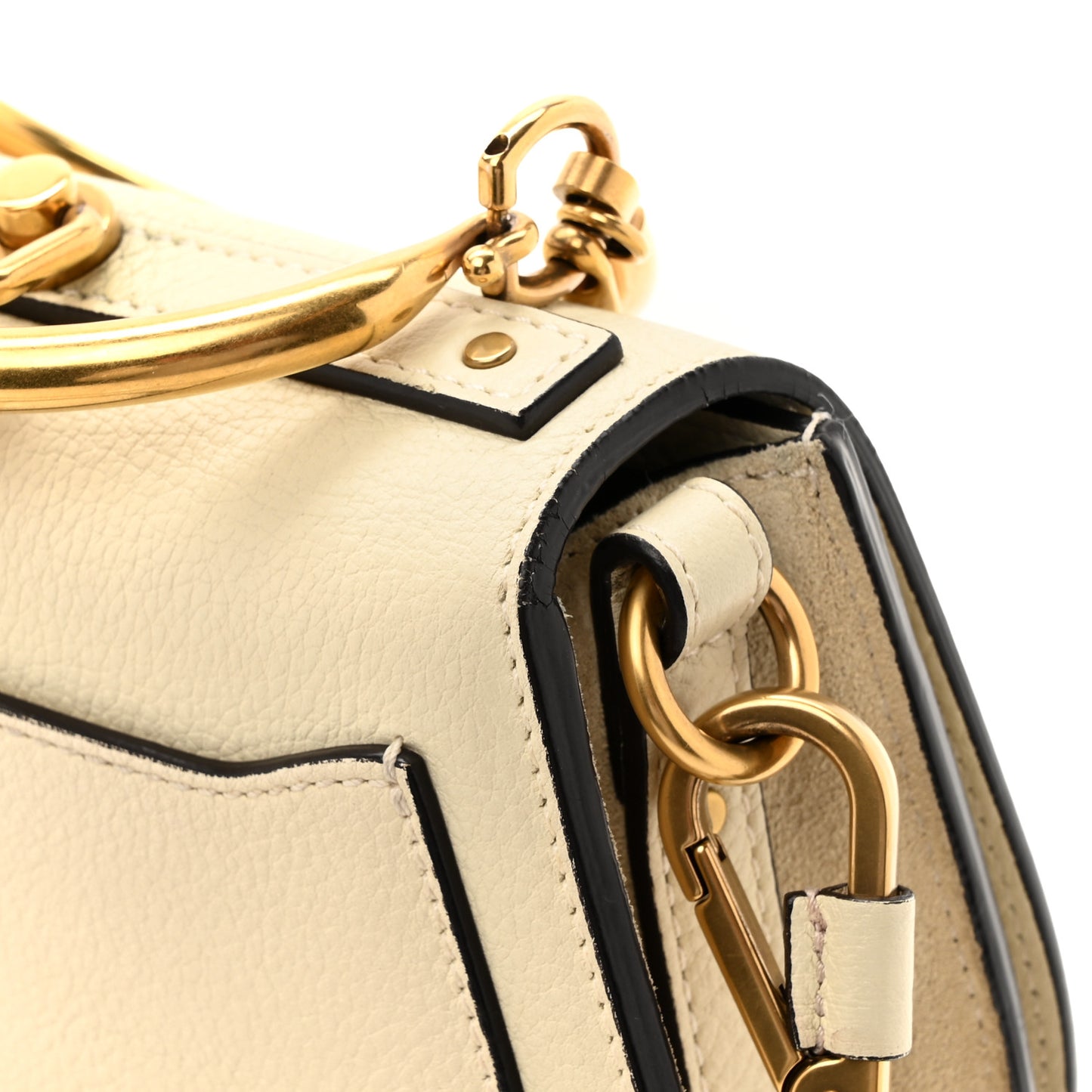 Calfskin Suede Small Nile Bracelet Bag Off White