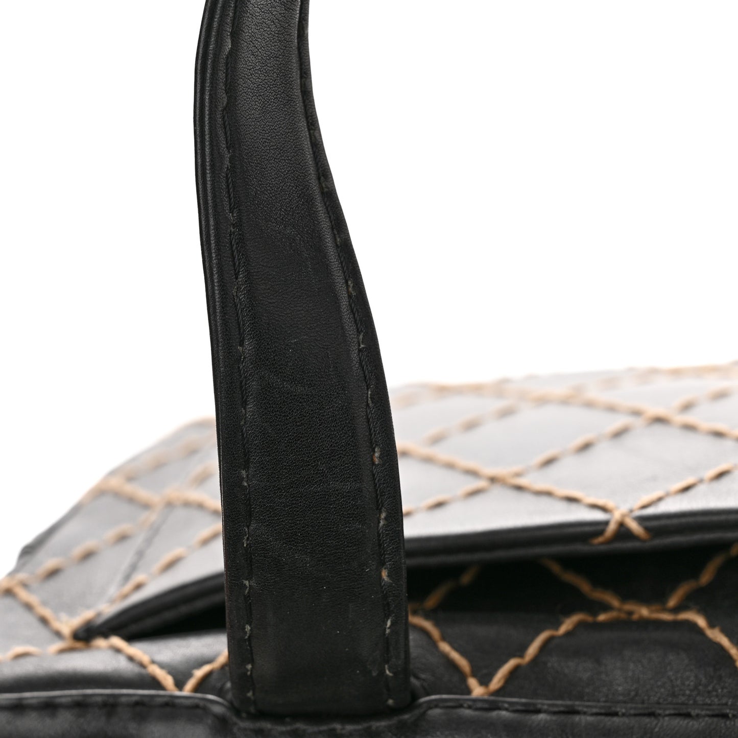 Calfskin Contrast Stitch Surpique Bowler Black