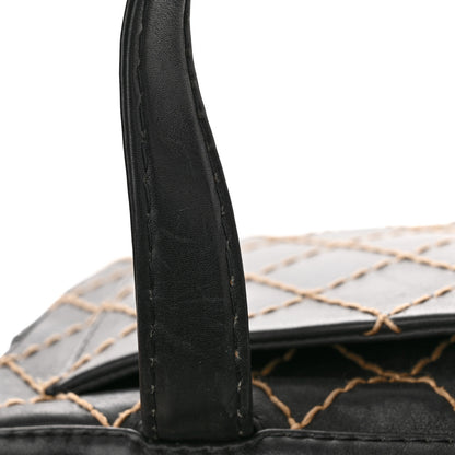Chanel Calfskin Contrast Stitch Surpique Bowler Black 10 of 13