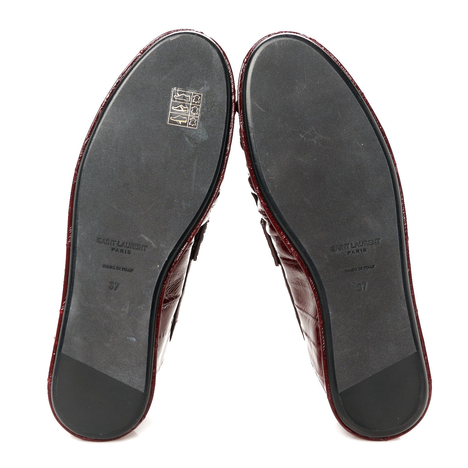 Saint Laurent Glazed Eel Chunky Le Loafer Penny Slippers 37 Burgundy 6 of 9