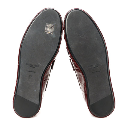 Saint Laurent Glazed Eel Chunky Le Loafer Penny Slippers 37 Burgundy 6 of 9