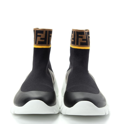 Fendi Jersey FF Mania Mens High Top Sock Sneakers 9.5 Black Tobacco Yema 2 of 11
