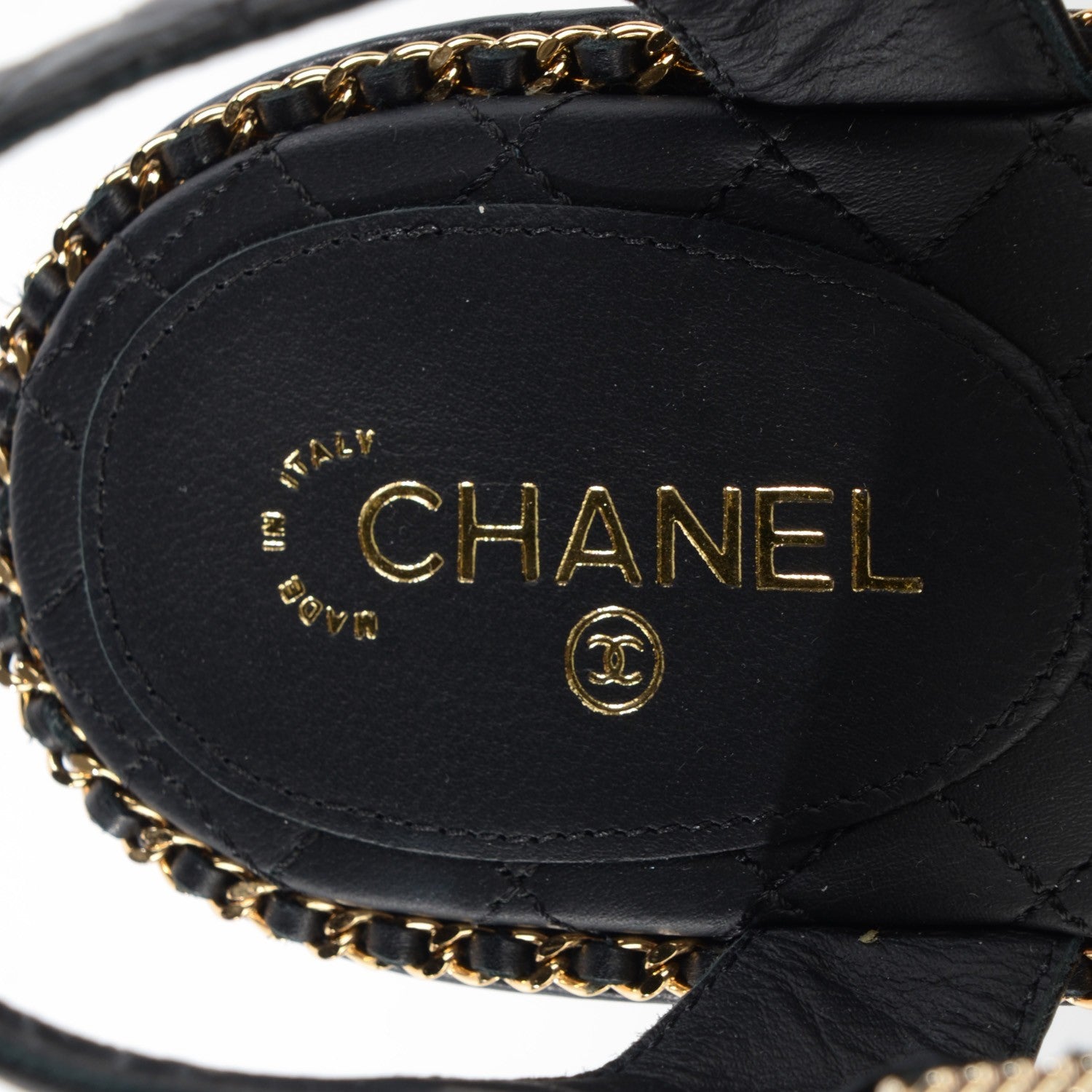 Chanel Calfskin Quilted Chain Sandals 41 Black 8 of 8