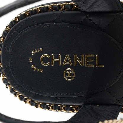 Chanel Calfskin Quilted Chain Sandals 41 Black 8 of 8