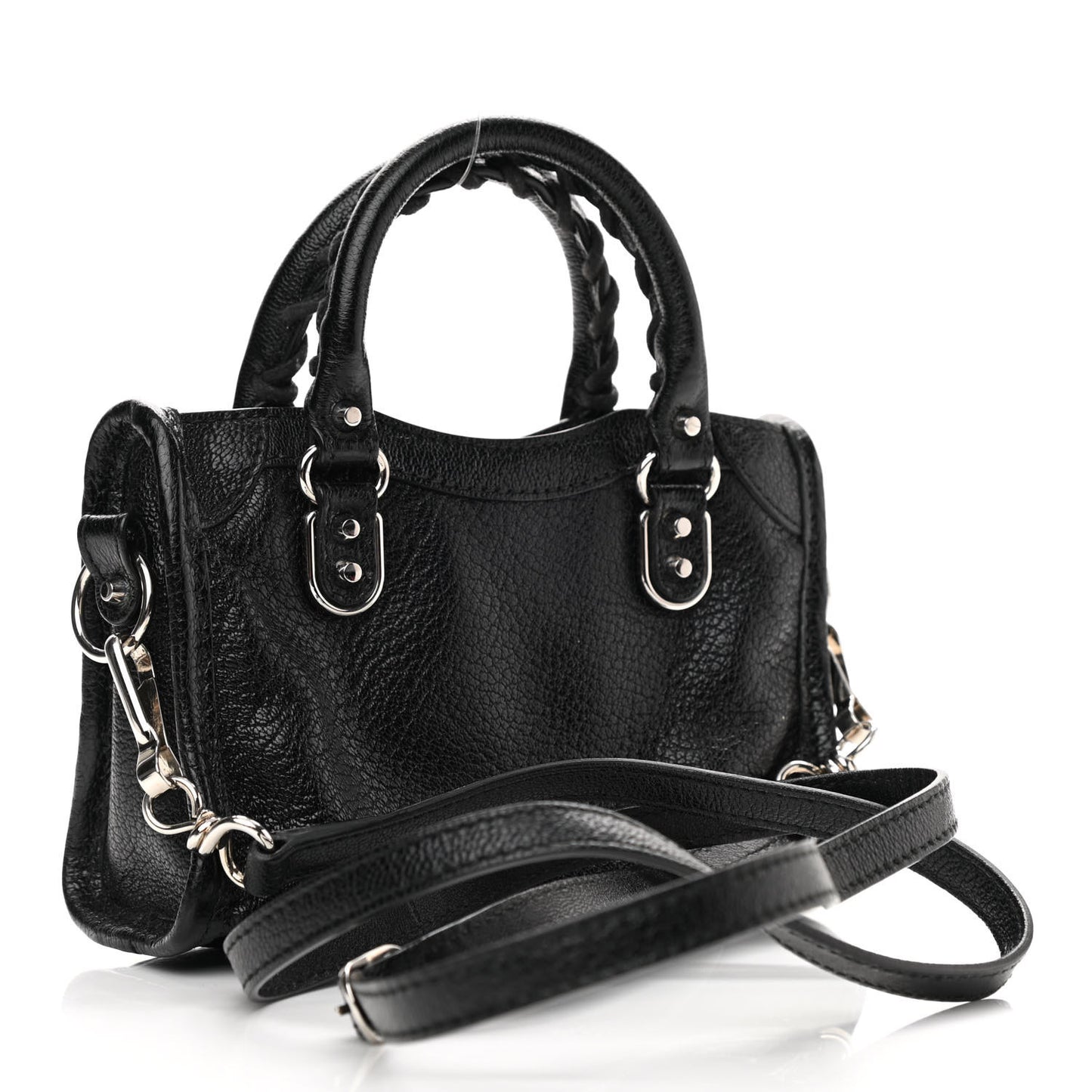 Chevre Silver Metallic Edge Hardware Nano City Black