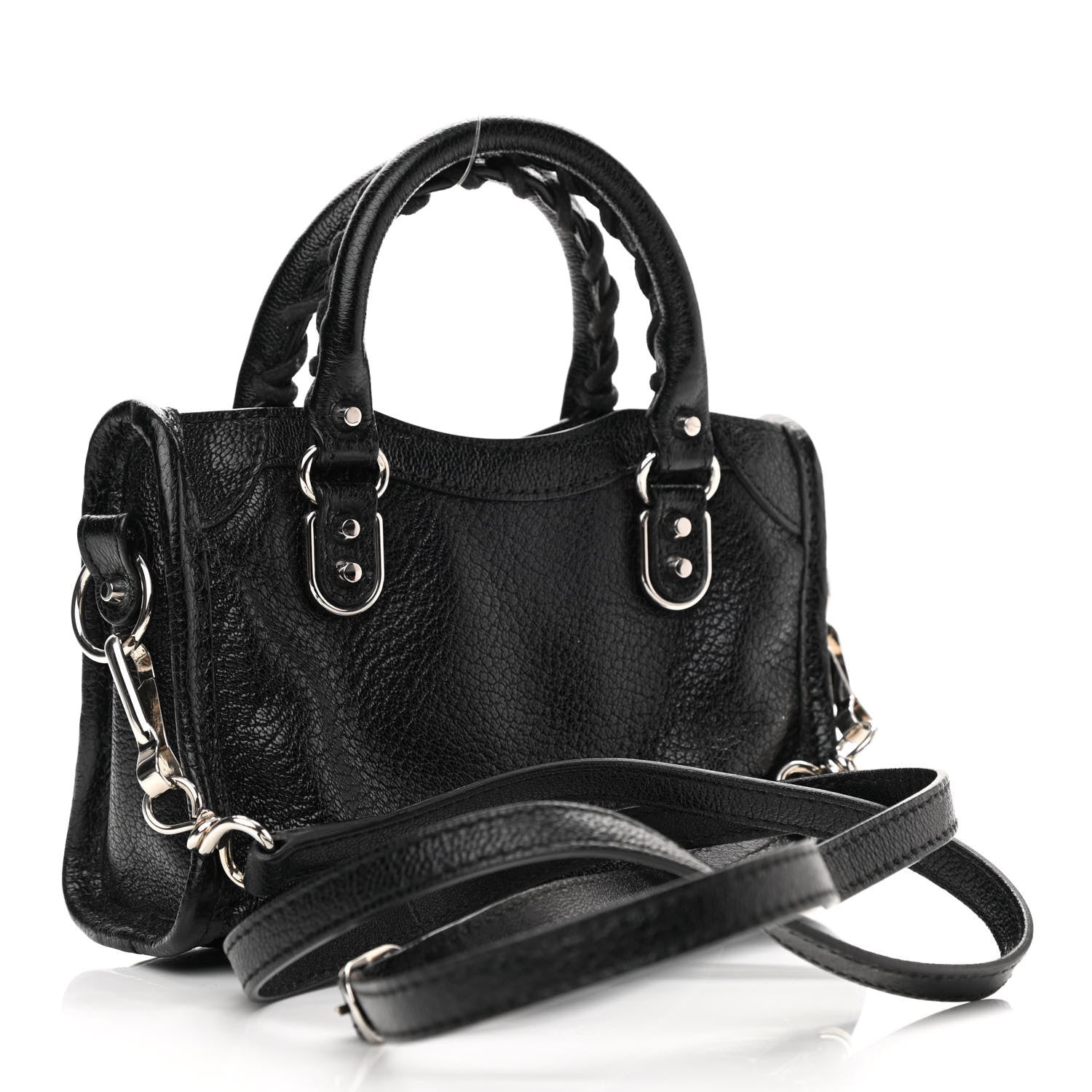 Balenciaga Chevre Silver Metallic Edge Hardware Nano City Black 3 of 10