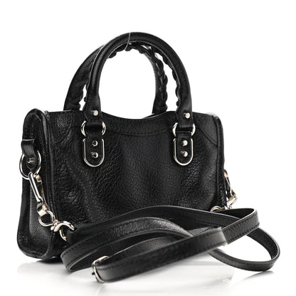Balenciaga Chevre Silver Metallic Edge Hardware Nano City Black 3 of 10
