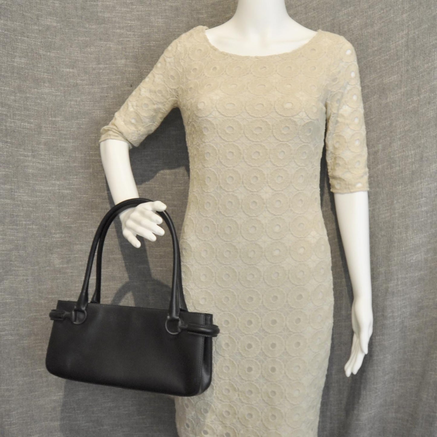 Matte Leather Horsebit Shoulder Bag Black