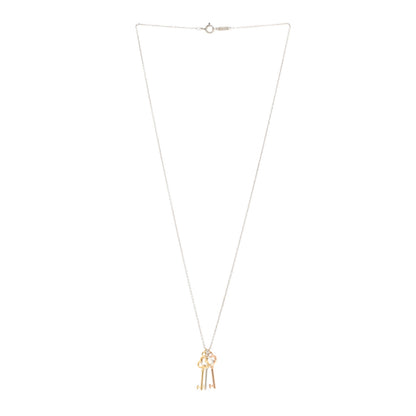 Tiffany 18K Yellow Rose Gold Sterling Silver Mini Heart Trefoil Key Pendant Necklace 3 of 5
