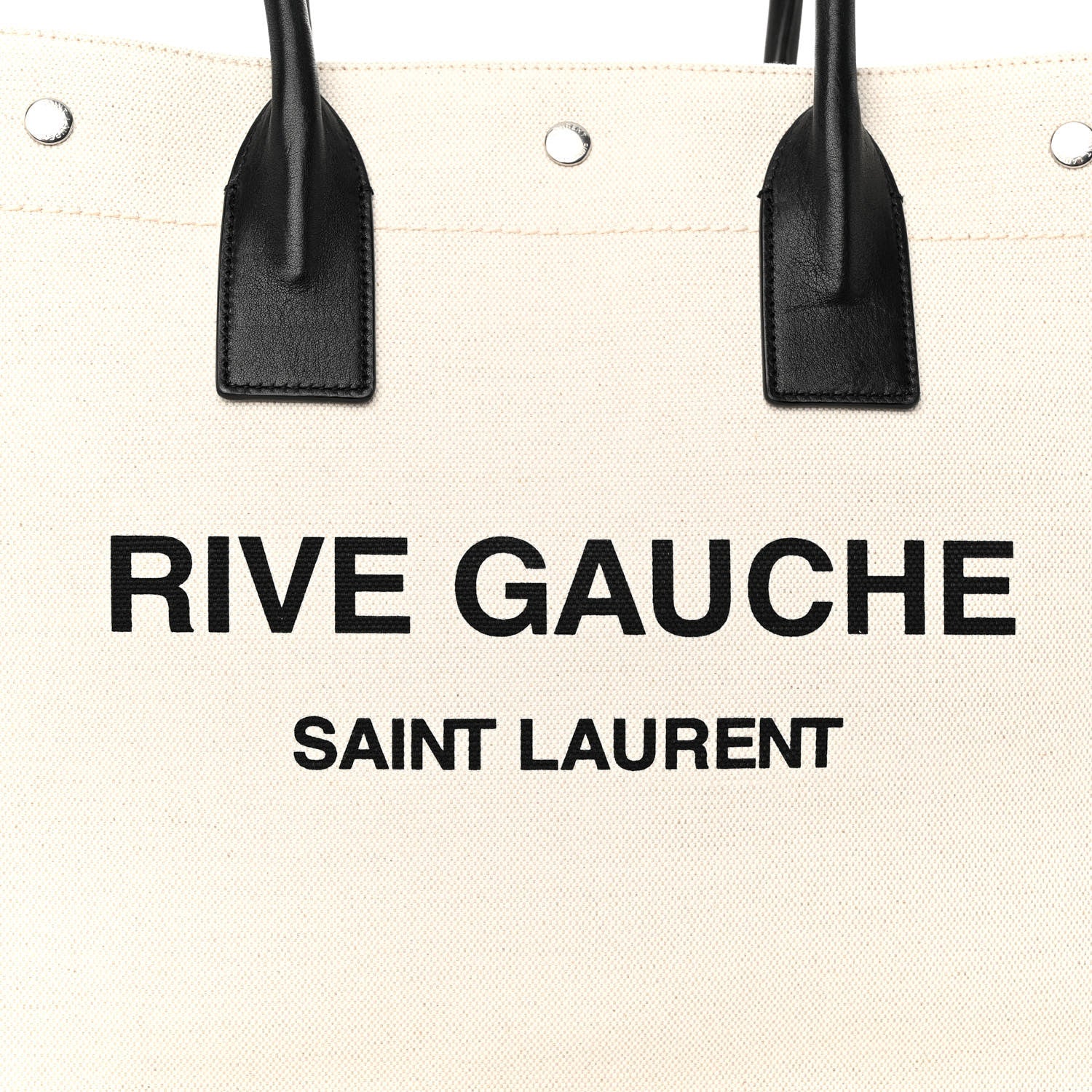 Saint Laurent Linen Calfskin Small Rive Gauche Tote Greggio Natural 7 of 9