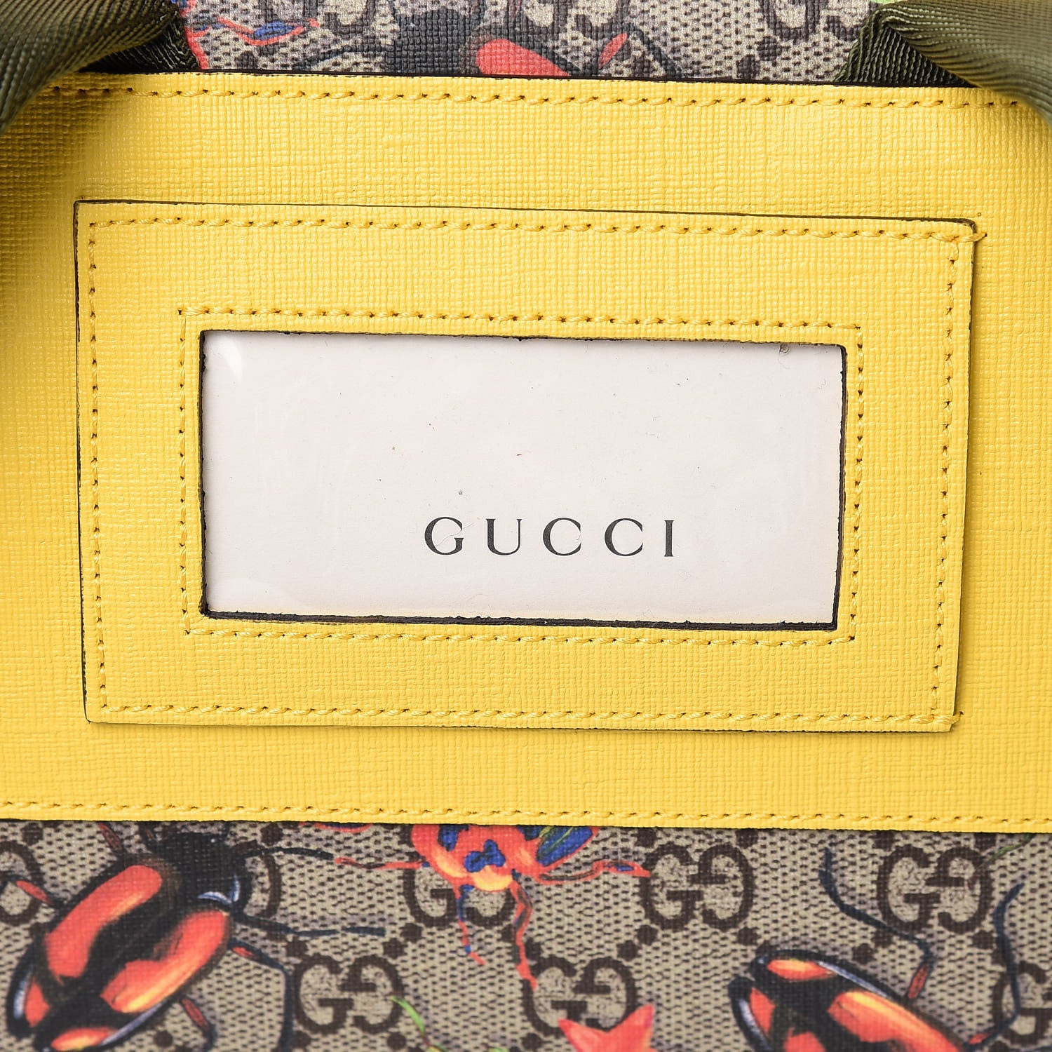 Gucci GG Supreme Monogram Beetles Childrens Backpack Beige Yellow 6 of 8