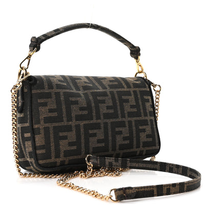 Fendi Fabric Jacquard FF 1974 Mini Baguette Tobacco Moro Black 3 of 10