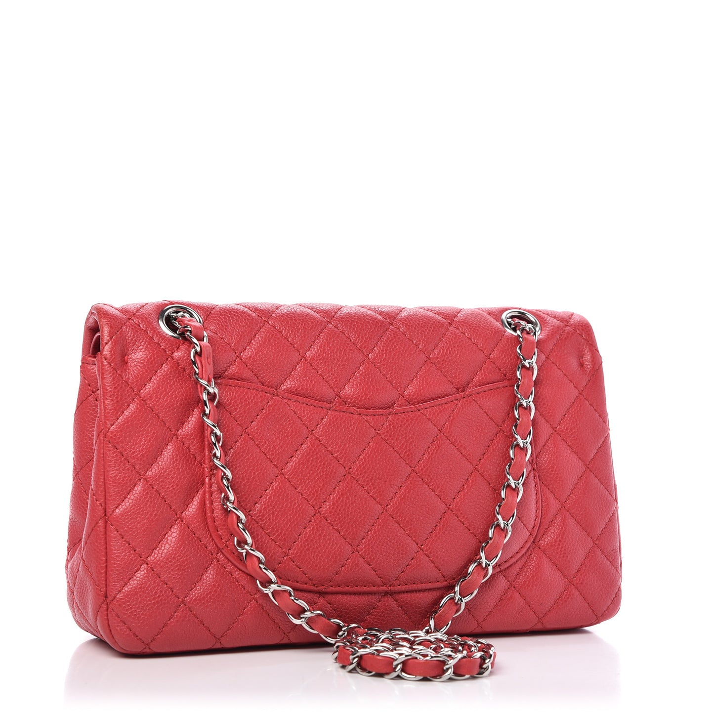 Caviar Quilted Medium Double Flap Red
