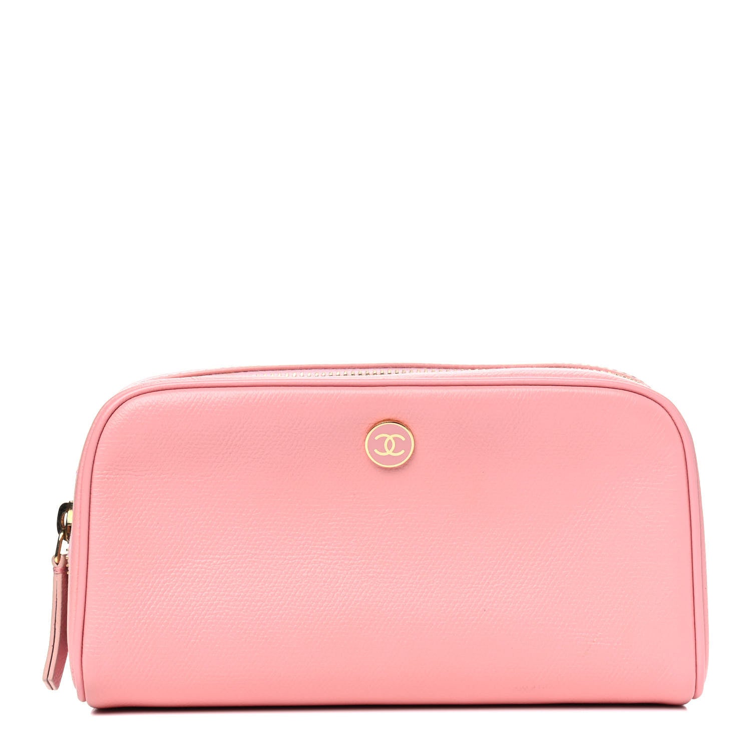 Chanel Grained Calfskin CC Button Medium Pouch Cosmetic Case Pink 1 of 9