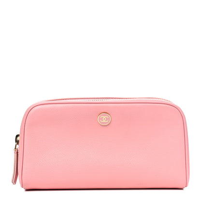 Chanel Grained Calfskin CC Button Medium Pouch Cosmetic Case Pink 1 of 9