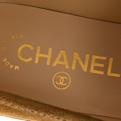 Chanel Suede Kidskin Quilted CC Turnlock Loafers 38 Light Brown 8 of 10