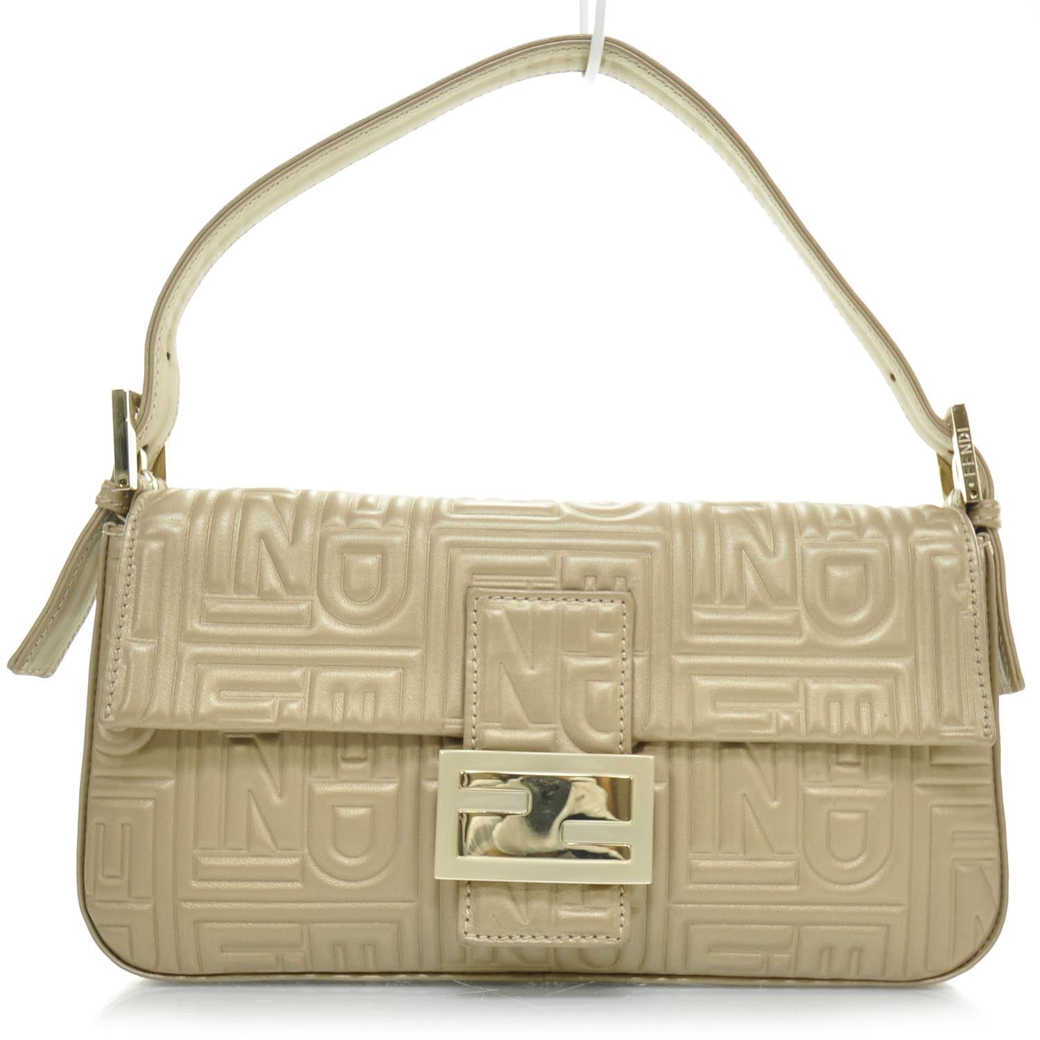 Fendi Nappa Logo Embossed Baguette Metallic 1 of 12