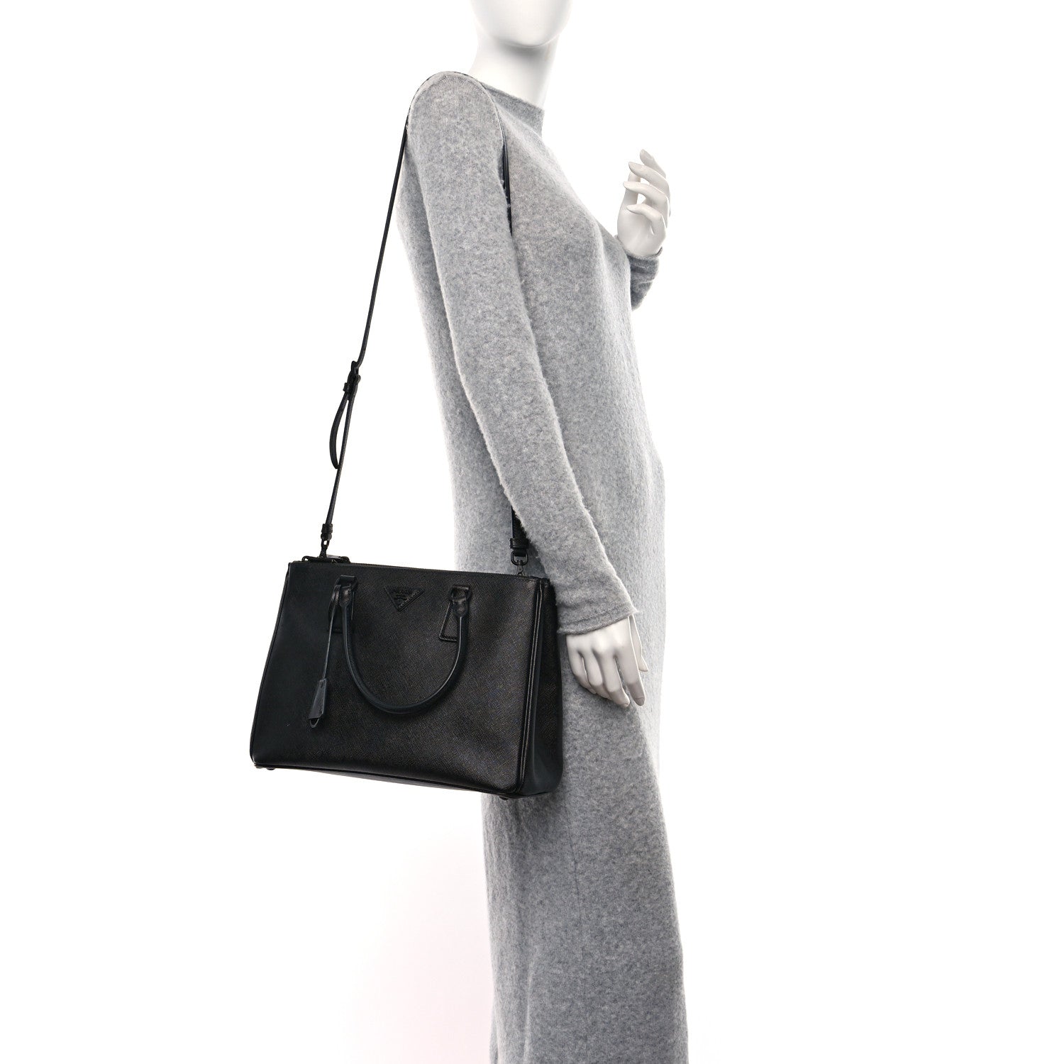 Prada Saffiano Lux Monochrome Large Galleria Double Zip Tote Black 2 of 8
