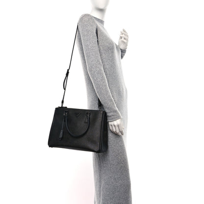 Prada Saffiano Lux Monochrome Large Galleria Double Zip Tote Black 2 of 8