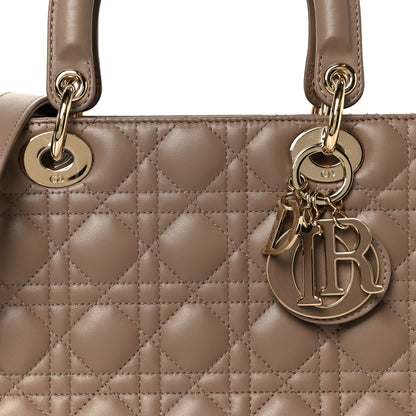 Christian Dior Lambskin Cannage Medium Lady Dior Warm Taupe 8 of 10