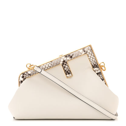 Fendi Shiny Nappa Snakeskin Small Fendi First White Roccia 1 of 10