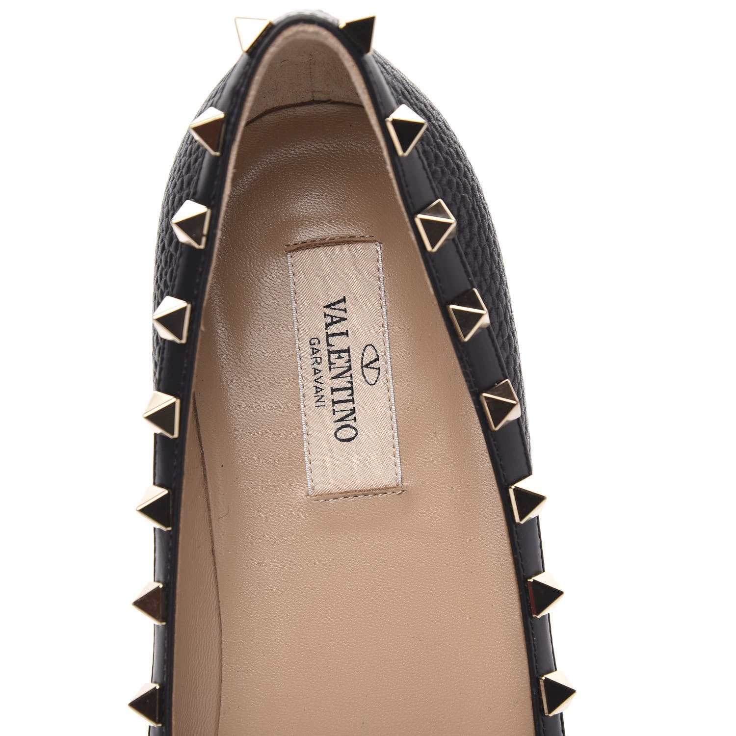 Valentino Garavani Pebbled Calfskin Rockstud Ballerina Flats 39.5 Black 6 of 9