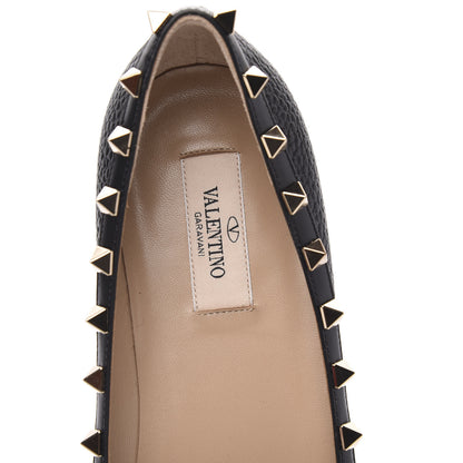 Valentino Garavani Pebbled Calfskin Rockstud Ballerina Flats 39.5 Black 6 of 9