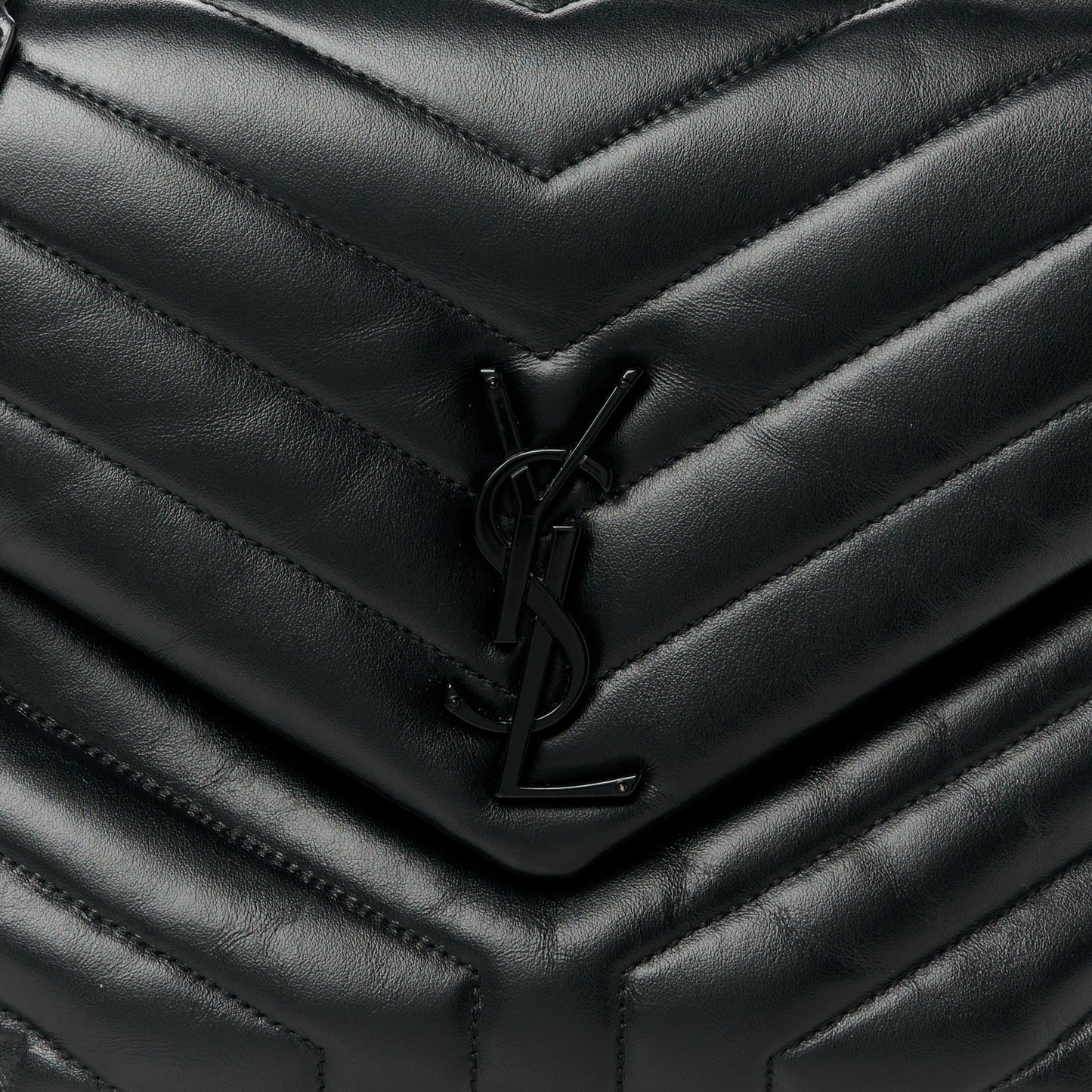 Calfskin Y Quilted Monogram Monochrome Medium Loulou Chain Satchel Black