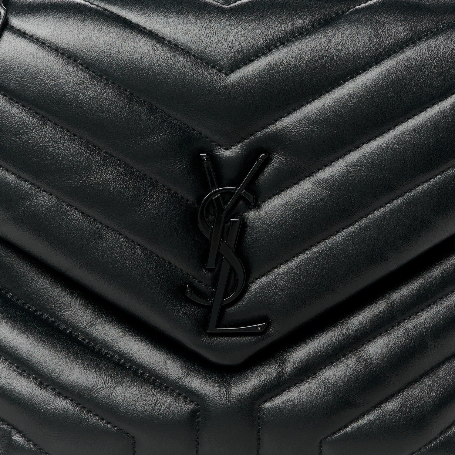 Saint Laurent Calfskin Y Quilted Monogram Monochrome Medium Loulou Chain Satchel Black 9 of 11