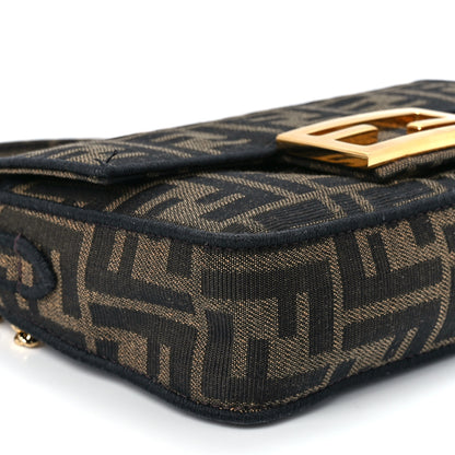 Fendi Fabric Jacquard FF 1974 Mini Baguette Tobacco Moro Black 10 of 12
