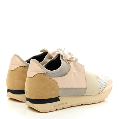 Balenciaga Mesh Calfskin Neoprene Suede Womens Race Runner Sneakers 42 White Black Craie Beige 4 of 9